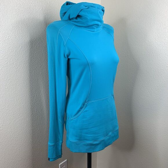 Lululemon Base Runner Hoodie Sz 4/6? Teal Half Micro Macro Surge L/S Ponytail - Picture 2 of 9